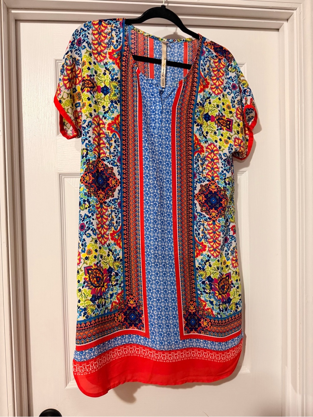 Uncle Frank Multicolor Floral-Print Shift Dress - Blue & Red